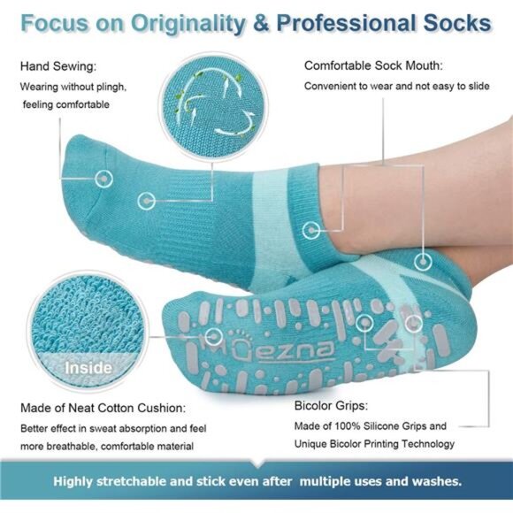 Non Slip Yoga Socks for Women, Anti-Skid Pilates, Barre,Hospital Socks with Grip - Picture 4 of 7